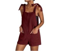SYDUZAX Salopette en Velours Côtelé Femme Combishorts à Bretelles Couleur Unie Combinaison Courte Grande Taille Femmes sans Manches Plage Jumpsuit à Jambes Larges Chic et Élégant Décontractée