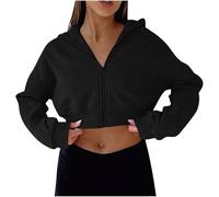 SYDUZAX Sweat à Capuche Femme Blanc Crop Tank Tops Jogging Sweatshirt Sport Fitness Haut Court Manches Longues pour Femme Hoodie Automne Hiver Fermeture Éclair Pullover Décontracté Polyvalente