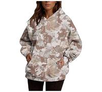 SYDUZAX Sweat à Capuche pour Femme Sweat-Shirt Imprimé Feuille D'érable Surdimensionné en Polaire Haut Chaud avec Poche DéContracté Sweatshirts Manches Longues Tendance Automne Tops Pas Cher Casual