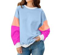SYDUZAX Sweatshirt Femme Blocs De Couleur Sweat Sport Manches Longues Col Rond pour Femme Automne Hiver Pull Oversize Streetwear Mignon Sweat-Shirt Fitness Sport Tops Tunique Casual Loose Pas Cher