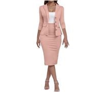 SYDUZAX Tailleur Femme Ensemble Blazer Veste et Jupe de Costume 2 Pièces Ensemble Chic et Elegant Femmes Blazer Manches Longues et Jupe Costume Coupe Ajustée Pour Travail les Affaires et Bureau