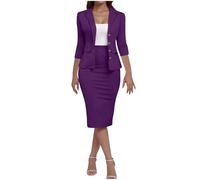 SYDUZAX Tailleur Femme Ensemble Blazer Veste et Jupe de Costume 2 Pièces Ensemble Chic et Elegant Femmes Blazer Manches Longues et Jupe Costume Coupe Ajustée Pour Travail les Affaires et Bureau
