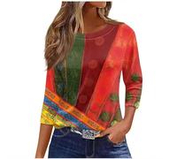 SYDUZAX Tee Shirt Manche Longue Femme T Shirt Col Rond Grande Taille Hauts Polyvalente Décontracté Imprimé Chemisier Sportswear Ample Mode Top Tunique Blouse Femme Pull Oversize Femme Pas Cher Casual