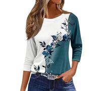 SYDUZAX Tee Shirt Manche Longue Femme T Shirt Col Rond Grande Taille Hauts Polyvalente Décontracté Imprimé Chemisier Sportswear Ample Mode Top Tunique Blouse Femme Pull Oversize Femme Pas Cher Casual