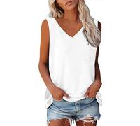 SYDUZAX Tunique T-Shirt D'été pour Femme Couleur Unie Gilet Imprimé Floral sans Sexy Top Tunique Manches Col en V Hauts Polyvalente Fluide Mode Casual Débardeur Coupe Ample Travail Camisole