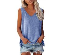 SYDUZAX Tunique T-Shirt D'été pour Femme Couleur Unie Gilet Imprimé Floral sans Sexy Top Tunique Manches Col en V Hauts Polyvalente Fluide Mode Casual Débardeur Coupe Ample Travail Camisole
