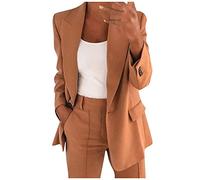 SYDUZAX Veste De Pluie Pour Femme Anti-Vent Avec Boutons Femmes élégant Revers Slim Cardigan Tempérament Costume Manteau Femmes Couleur Unie Manches Longues Poches