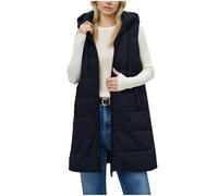SYDUZAX Veste Femme mi Saison sans Manches Veste Longue avec Capuche Femme Chaud Automne Hiver Doudoune avec Poches Gilet Coat Manteau Doux et Confortables Parka Waistcoat Pour Tenues Quotidiennes