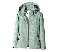 SYDUZAX Veste Softshell Femme Vestes Légère Imprimé Tendance Veste à Capuche Vestes De Randonnée Anti-Pluie Femme Veste Fonctionnelle Coupe-Vent Et Imperméable Printemps Automne Vestes Sport