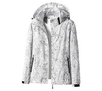 SYDUZAX Veste Softshell Femme Vestes Légère Imprimé Tendance Veste à Capuche Vestes De Randonnée Anti-Pluie Femme Veste Fonctionnelle Coupe-Vent Et Imperméable Printemps Automne Vestes Sport