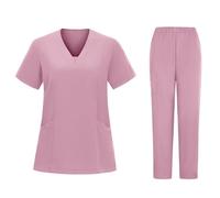 SYDUZAX Vêtement de Travail Pour Soins De Santé Ensemble Femme Uniforme Médicale Ensemble Travail Femme Blouse à Manches Courtes et Pantalon Costume Medicale Femme Vêtements Médicals Tenue Infirmiere