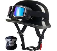 SYEBVTQ Demi-Casque Moto Jet Vintage ECE Homologué Casques Bols Jet Moto Casque Bol Open Face Classic pour Scooter Chopper avec Lunettes Homme Et Femme Pilot Demi-Jet