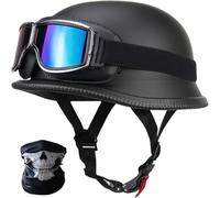 SYEBVTQ Demi-Casque Moto Jet Vintage ECE Homologué Casques Bols Jet Moto Casque Bol Open Face Classic pour Scooter Chopper avec Lunettes Homme Et Femme Pilot Demi-Jet