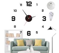 Syeefula 3D DIY Luminous Acrylic Wall Clock Set, Frameless DIY Round Decorative, Luminous Frameless Wall Clock Stickers, No Drill Silent for Home Living Room Bedroom Office Décor (Black,C(60-90cm))