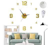 Syeefula 3D DIY Luminous Acrylic Wall Clock Set, Frameless DIY Round Decorative, Luminous Frameless Wall Clock Stickers, No Drill Silent for Home Living Room Bedroom Office Décor (Gold,A(40cm))