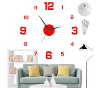 Syeefula 3D DIY Luminous Acrylic Wall Clock Set, Frameless DIY Round Decorative, Luminous Frameless Wall Clock Stickers, No Drill Silent for Home Living Room Bedroom Office Décor (Red,A(40cm))