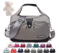 Syeefula Beautifuldeer Anti Theft Handbag, Fashion Lightweight Messenger Bag, Waterproof Oxford Cloth Satchel, Zipper Multi-Layer (Light Champagne)