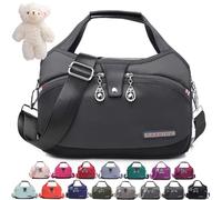 Syeefula Beautifuldeer Anti Theft Handbag, Fashion Lightweight Messenger Bag, Waterproof Oxford Cloth Satchel, Zipper Multi-Layer (Dark Gray)