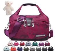 Syeefula Beautifuldeer Anti Theft Handbag, Fashion Lightweight Messenger Bag, Waterproof Oxford Cloth Satchel, Zipper Multi-Layer (Camouflage Red)