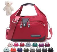 Syeefula Beautifuldeer Anti Theft Handbag, Fashion Lightweight Messenger Bag, Waterproof Oxford Cloth Satchel, Zipper Multi-Layer (Red)