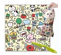 Syeefula Cat Grooming Wrap, Cat Wrap for Grooming, Multifunctional Velcro Fabric Wrap for Cats, Self-Adherent, Anti-Bite, Anti-Scratch, Anti-Escape Calming Wrap Nail Clipping (35.4 * 35.4IN,Graffiti)