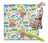 Syeefula Cat Grooming Wrap, Cat Wrap for Grooming, Multifunctional Velcro Fabric Wrap for Cats, Self-Adherent, Anti-Bite, Anti-Scratch, Anti-Escape Calming Wrap Nail Clipping (35.4 * 35.4IN,Cows)