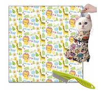 Syeefula Cat Grooming Wrap, Cat Wrap for Grooming, Multifunctional Velcro Fabric Wrap for Cats, Self-Adherent, Anti-Bite, Anti-Scratch, Anti-Escape Calming Wrap Nail Clipping (35.4 * 35.4IN,Giraffe)