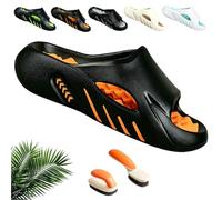 Syeefula Non-Slip Thick Sole Cloud Slides for Men, Cloud Slides Orthopedic Slippers, Anti-slip and Durable for All-Day Ease (44,black&orange)