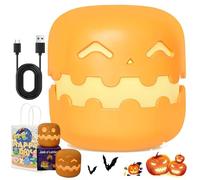 Syeefula Spooky Pumpkin Night Light, Halloween Pumpkin Night Light, Jack O Lantern Night Light with Push Switch, Cute Creative Pumpkin Dimming Timer Night Light, LED Rechargeable, Decor Gift (Smiley)
