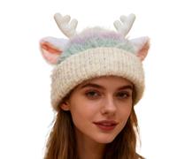 Syengery Bonnet Avec Bois De Cerf,Couvre-Chef En Tricot Respirant Chaud Et Mignon | Chapeau À Cornes De Renne | Pour Adultes Jeunes Femmes Hiver Noël Halloween Fête