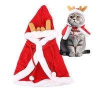 Syengery Costume De Noël pour Chat,Vêtement Cosplay pour Chien Et Chat avec Bois De Cerf Mignon | Cape À Capuche pour - pour Races Petites, Moyennes Et Grandes, Événement Extérieur, Fête De