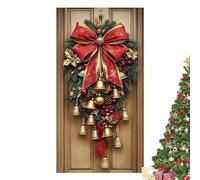 Syengery Décoration De Couverture De Porte De Noël, 180 x 90 cm Porte D'Entrée Nœuds Cloches Bannière De, Décoration De Bannière De Fête, pour Intérieur Extérieur Maison Fête Hiver Porche De Ferme