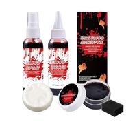 Syengery Kit De Maquillage Halloween Sang,Kit de Gel Sanguin Dégoulinant et Épaissi avec Savon Nettoyant | Effaçable Accessoires Déguisement Halloween Zombie Vampire pour Soirée à Thème Jeu de Rôle