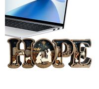 Syengery Lampe de la Nativité de Jésus,Décorations d'Intérieur en Bois 3D avec Lettres Espoir | Décoration Religieuse de Noël,pour La Maison La Chambre Le Bureau L'Église La Cheminée Le Dortoir