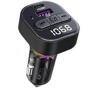SYENGKKY Transmetteur FM Bluetooth 5.3 pour voiture, adaptateur Bluetooth pour voiture avec chargeur de voiture type C PD (30 W) et port USB QC3.0, petit transm