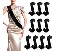 SYEYCW 10 Pièces Écharpes Vierges, Sashécharpe en Satin, Ceintures Plaines, Accessoire de Bricolage de Fête, pour les Décorations de Mariage, Fête d'Anniversaire, Remise de Diplôme, Noir