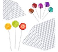 SYEYCW 100 Pièces Baton Sucette, Bâtons Réutilisables de 4 Pouces et 6 Pouces, Bâtons d'Agitation Transparents en Acrylique pour Faire des Sucettes, Gâteaux, Biscuits, Chocolat, Bonbons, Desserts