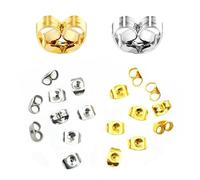 SYEYCW 100 Pièces Fermoirs de Boucles d'oreilles, Attache Boucles d'oreilles, 304 Boucle d'oreille en Acier Inoxydable Dos Écrou, Or et Argenté Couleur pour la Fabrication des Boucles d'oreilles