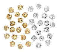 SYEYCW 100 Pièces Grelots Clochettes, 12mm Noël Jingle Bells, Métal Petites Clochettes de Noël, pour Artisanat Bricolage, Fabrication de Bijoux, Décoration de Maison Fête, Argent, Or