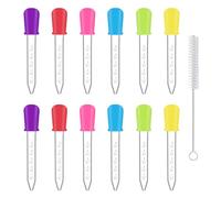SYEYCW 12 Pièces 5ml Pipette Plastique und 1 Brosse Propre, Compte Gouttes en Silicone, Pipette Graduée pour Laboratoire Enfant und Alimentaire, Bonbons, Animaux Domestiques, Plantes, DIY, Cuisine