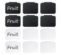 SYEYCW 12 Pièces Clip D'Étiquettes de Panier, Etiquettes de Panier en Plastique à Clipser, Noires et Blanches Mini Tableaux Noirs, Amovible Porte-Étiquettes pour Garde-Manger Boîte D'Organisation