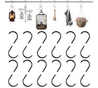 SYEYCW 12 Pièces Crochets en S en Métal, Noir Crochet en Forme de S avec Boucle de Sécurité, 9.2cm Multifonctions Robustes Crochet en S, pour Salle de Bain, Ustensiles de Cuisine, Jardin