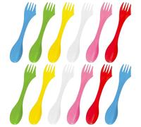 SYEYCW 12 Pièces Fourchettes en Plastique, Spork Set de Couverts de Camping, Spork de Camping Portable et Réutilisable, pour l'Extérieur, Camping, Randonnée à Dos, Voyage, 6 Couleurs