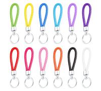 SYEYCW 12 Pièces Porte-Clés en Cuir Tressé, Pendentif Multicolore pour Voiture et Maison, Trousseau Portable pour Hommes et Femmes, 12 Couleurs
