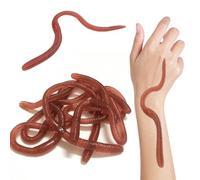 SYEYCW 12 Pièces Ver de Terre Artificiel, 18cm vers élastiques en Plastique, Fausse Réaliste vers de Terre, Accessoires Jouet de Farce, pour Décoration d'halloween, Poisson d'Avril