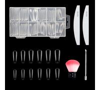 SYEYCW 120 Pièces Longs Forme Ballerine Capsules Ongles, 12 Tailles Couverture Artificiel Faux Ongle Complète, Pinceau à Ongles, 2 Limes à Ongles, Repousse Cuticules, Acrylique Americaine Ongle Kit