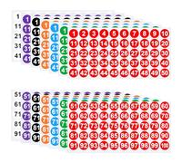 SYEYCW 14 Pièces Chiffres Autocollants, Feuilles Gommettes Autocollantes Imperméables, Feuilles Numérotés 25mm 1 à 100, pour Trier, Ranger, Classer, Numéroter, Bureau, Maison