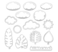 SYEYCW 14 Pièces Emporte-Pièces, Nuage Fondant Coupe Gâteau Moule, Feuilles Tropicales Emporte-Pièce en Plastique, Moules Pâtisserie pour Salle de Cuisson, Café, Pâte à Sucre, Décoration de Gâteaux
