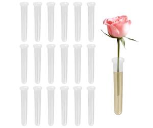 SYEYCW 18 Pièces Transparent Tubes à Eau pour Fleurs, Réutilisables Tubes à Essai Fleur en Plastique, Tube à Flacon avec Bouchons pour Garder Les Fraîches, pour Arrangements Floraux, Fleur Décoration