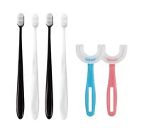 SYEYCW 2 Pièces Brosse à Dents Enfant en Forme de U, 4 Pièces Brosse à Dents Extra Douce Micro Nano, avec 20000 Poils Fibres pour Gencives Fragiles, Brosse de Tête Silicone pour 360° Nettoyage Complet